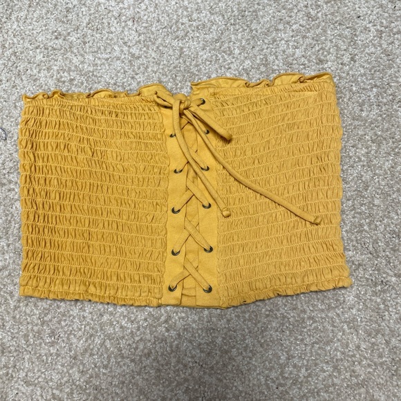 Yellow Lace-Up Women's Tube Top - Picture 1 of 3